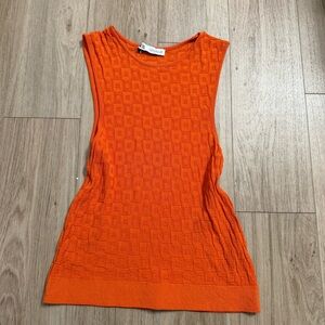 Zara Orange Ribbed Fitted Tank Top